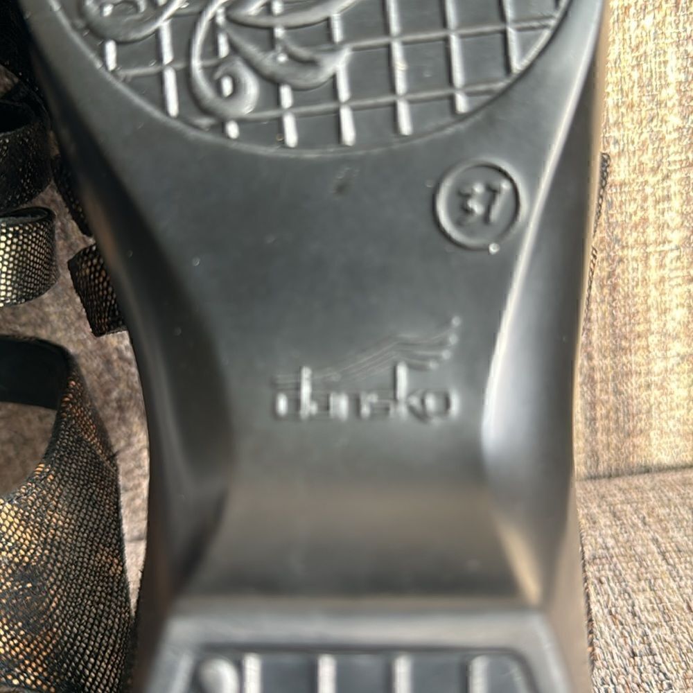 Dansko Dani Coffee Swirl Black/Bronze Subtle Shimmer Open Toe Sandal Size 37 - Picture 11 of 12
